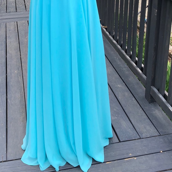 Aqua beaded formal/ prom/ bridesmaid dress - Picture 2 of 4